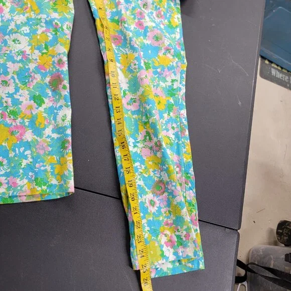 Zara Linen Blend Floral Cropped Flare Pants Size 6 Vacation Beach Cruise Summer - Picture 9 of 9